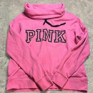 Victoria's Secret pink mock neck pullover sweatshirt sz medium pink black